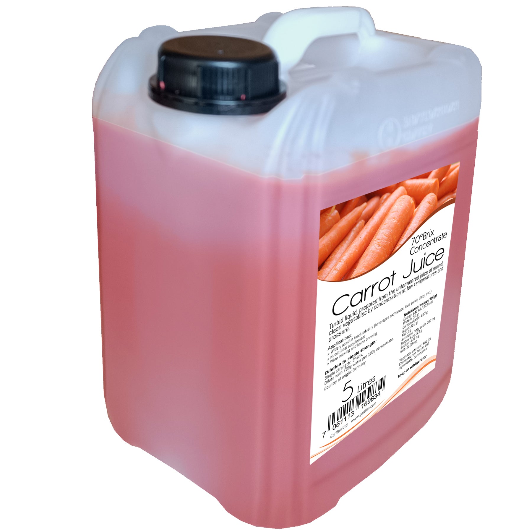Carrot Juice Concentrate 5L 70°Brix Garffen Ltd