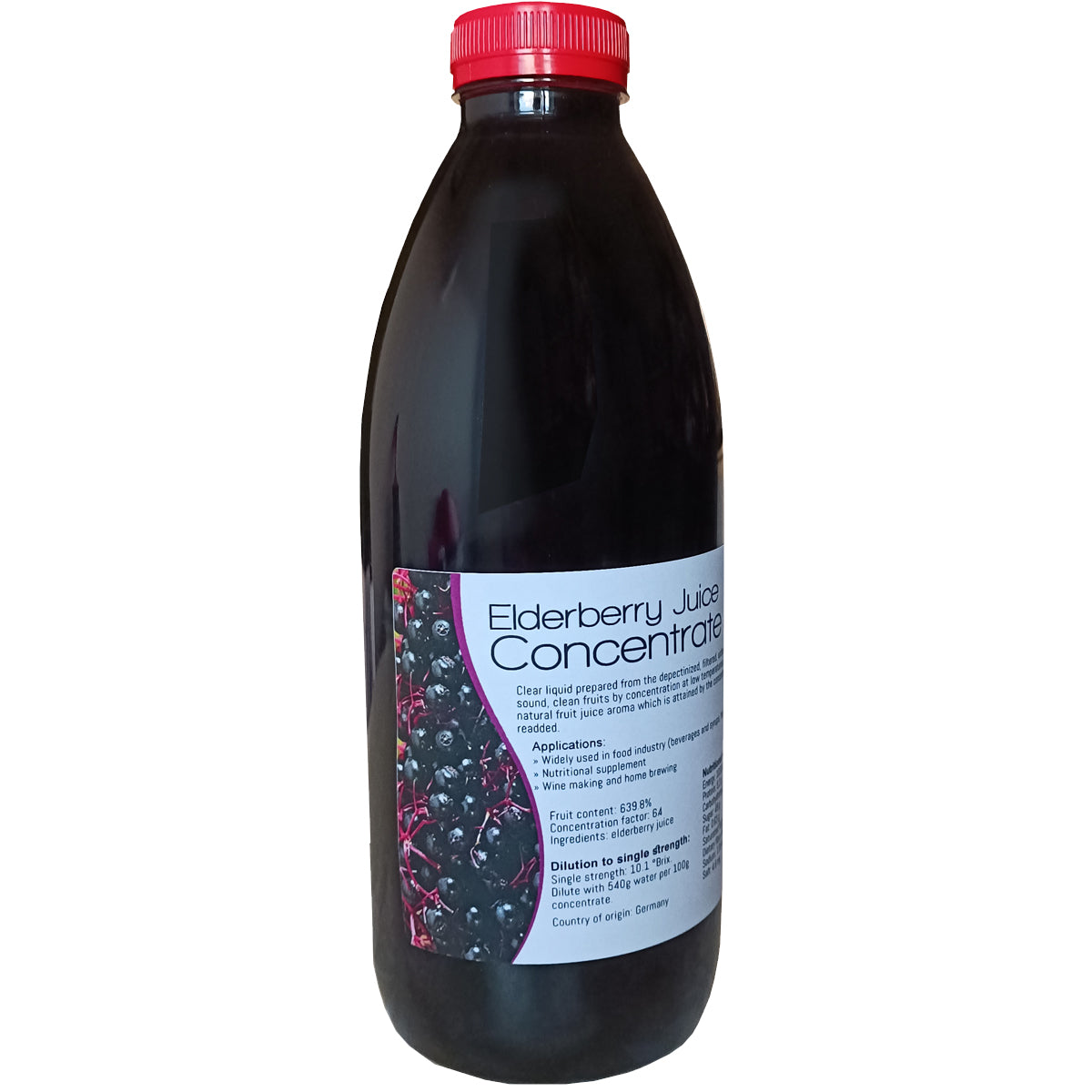 Elderberry Juice Concentrate 1L 65 °Brix Clear without Aroma Garffen Ltd