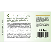 Load image into Gallery viewer, kieselsol , A highly effective silica sol fining aid for use in the clarification of alcoholic beverages.