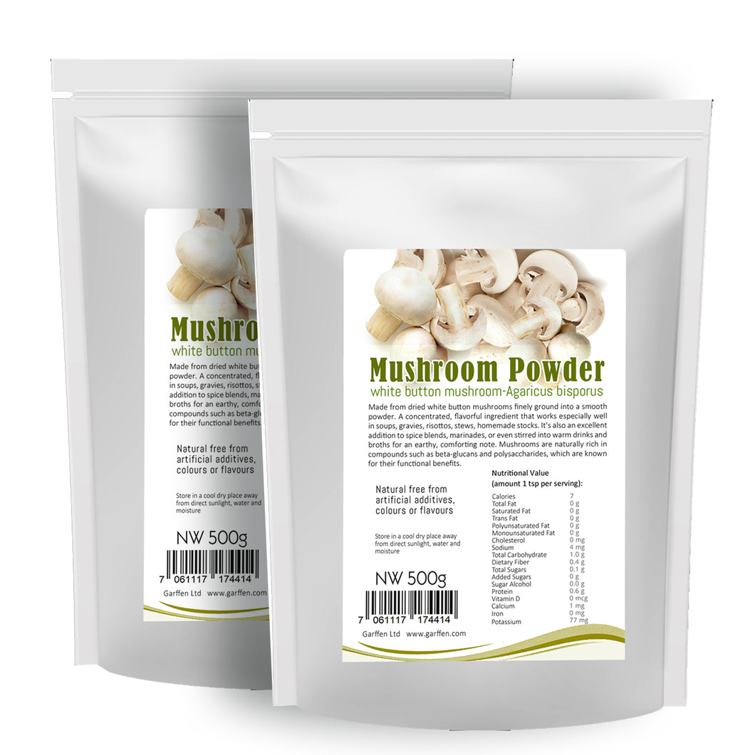 Mushroom Powder 1kg(2x500g) White Button Mushroom Agaricus Bisporus