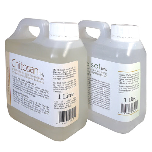 Kieselsol and Chitosan for wine and juice fining