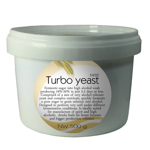 Turbo Yeast, Distilling alcohol yeast, for rapid fermentation and high alcohol tolerance, can ferment to higher alcohol levels